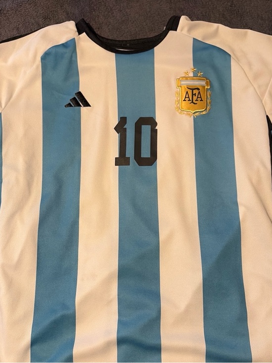 adidas Other - adidas messi argentina Light Blue & White Striped Soccer Jersey